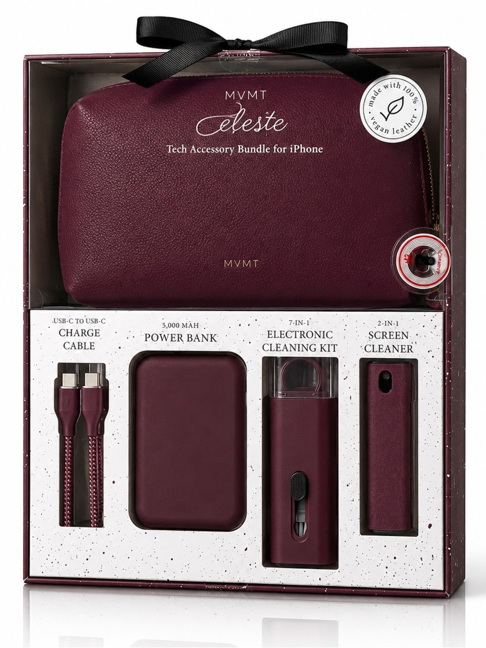 NWT MVMT Celeste iPhone Tech Accessory Bundle Magnetic PowerBanks Burgundy